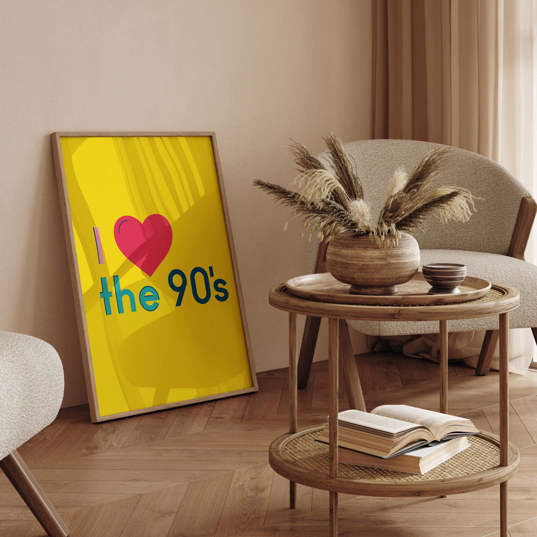 Vibrant I Love the 90's wall art poster for living room or dorm.